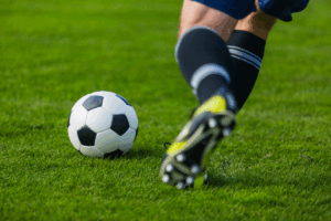 close up soccer kick