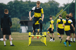 youth soccer player during practice