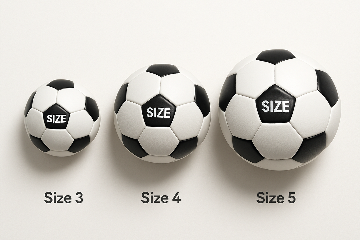 soccer ball sizes display