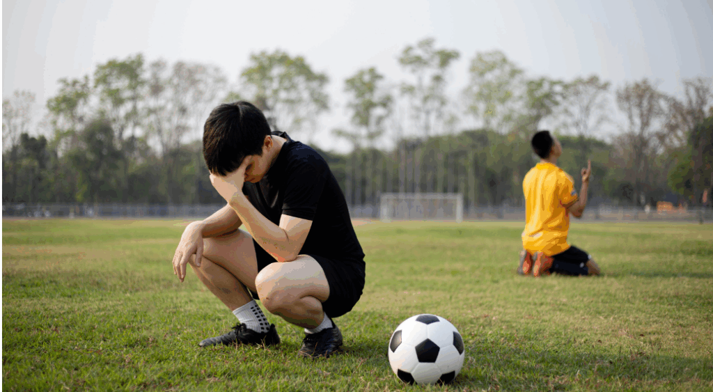 upset young soccer player